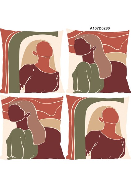 Temalı 4'lı Kırlent Kılıf Seti Çift Tarafı Baskılı