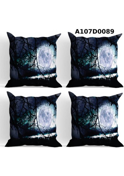 Temalı 4'lı Kırlent Kılıf Seti Çift Tarafı Baskılı