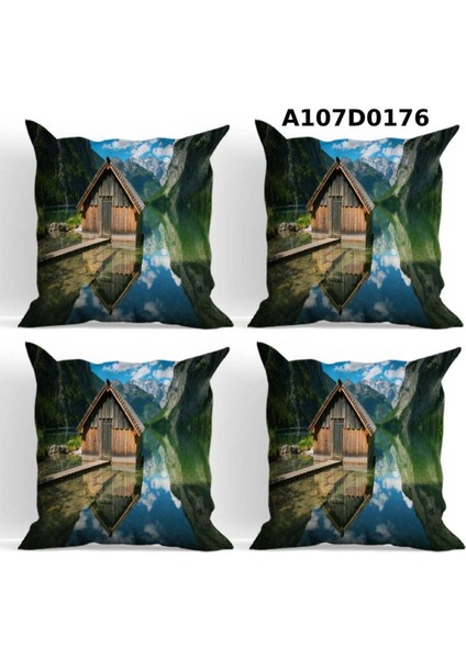 Temalı 4'lı Kırlent Kılıf Seti Çift Tarafı Baskılı