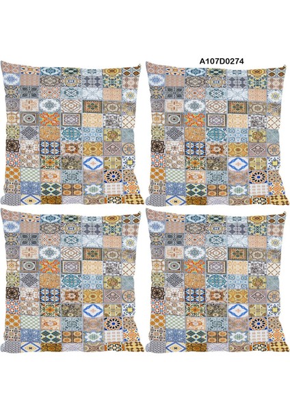 Temalı 4'lı Kırlent Kılıf Seti Çift Tarafı Baskılı