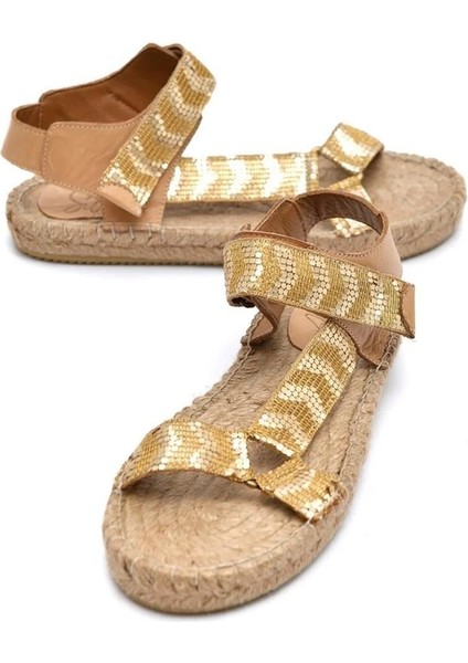 Yin Koyu Kum-Altın Kadın Espadril Sandalet fiyatları