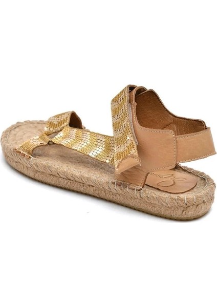 Yin Koyu Kum-Altın Kadın Espadril Sandalet modelleri