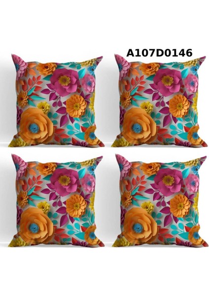 Temalı 4'lı Kırlent Kılıf Seti Çift Tarafı Baskılı