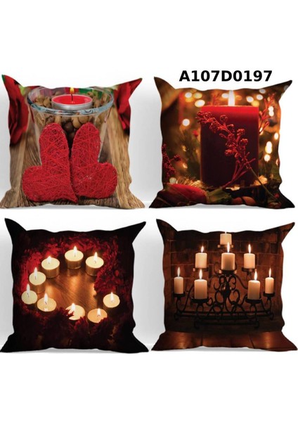 Temalı 4'lı Kırlent Kılıf Seti Çift Tarafı Baskılı