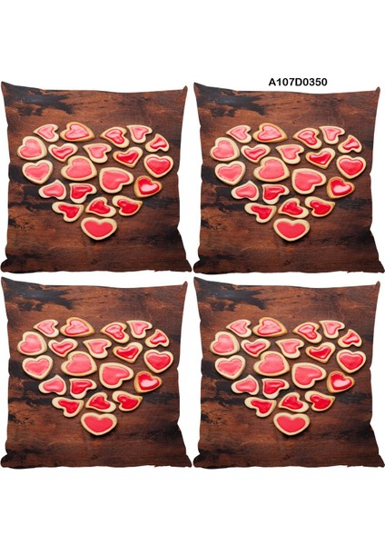 Temalı 4'lı Kırlent Kılıf Seti Çift Tarafı Baskılı