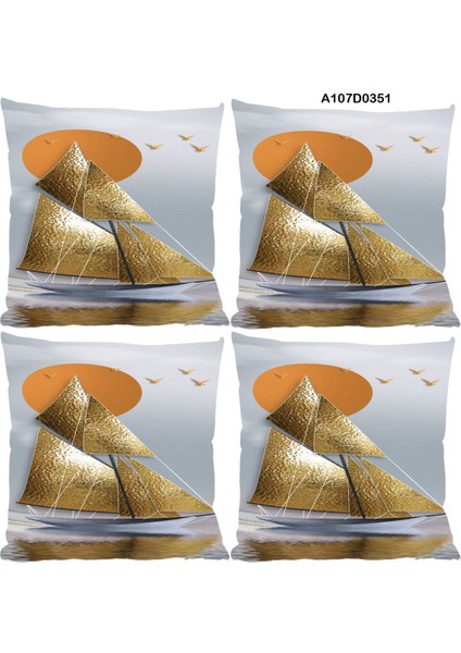 Temalı 4'lı Kırlent Kılıf Seti Çift Tarafı Baskılı