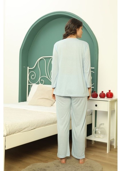 Göğüs Dantel Detaylı Kadın Hamile Pijama Takımı 1031