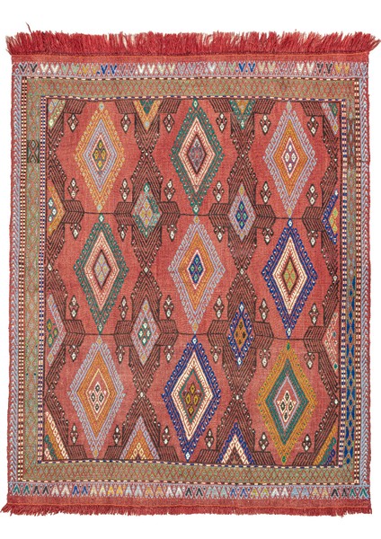 Rinat Etnik Tasarımlı El Dokuma Cicim Kilim 131X159 cm