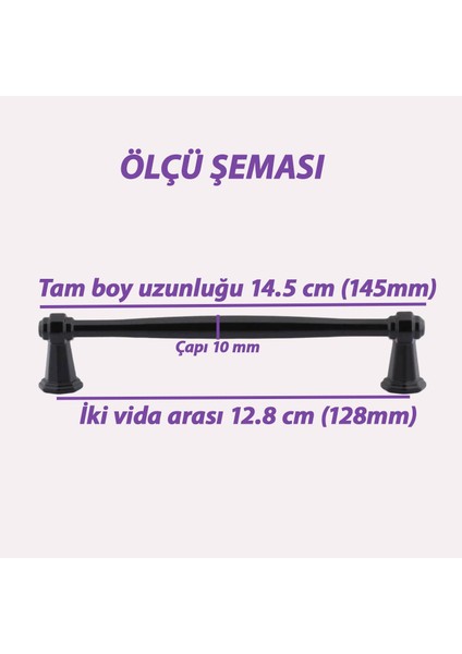 8 Adet Padişah Kulp 128 mm Siyah Mutfak Kulpu Çekmece Dolap Kapak Kulbu Metal Mobilya Dolabı Kulpları