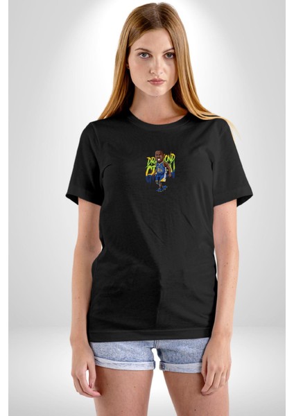 Draymond Green Basketbol Golden State Siyah Oversize Kadın Erkek Ön Orta Minimal Baskılı T-Shirt