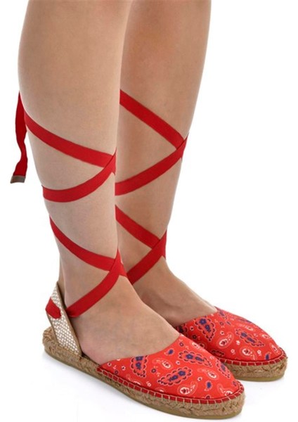 Flora Kırmızı Kadın Espadril Sandalet modelleri
