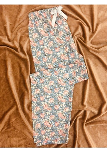 Çiçek Motifli Cepsiz Viskon Yazlık Kadın Pijama Altı