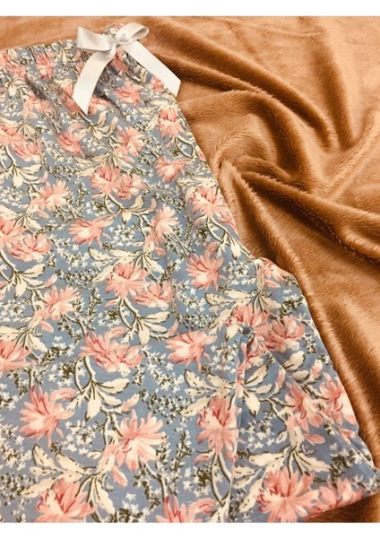 Çiçek Motifli Cepsiz Viskon Yazlık Kadın Pijama Altı