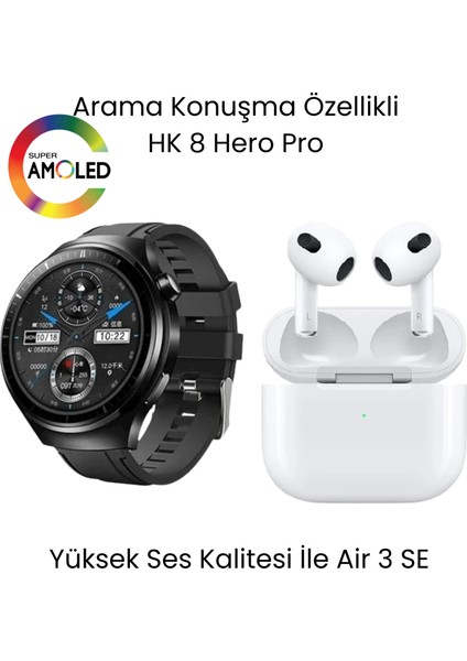 Sanal Ticaretiniz Watch Hk 8 Hero Akıllı Saat ve Air 3 Se Bluetooth Kulaklık