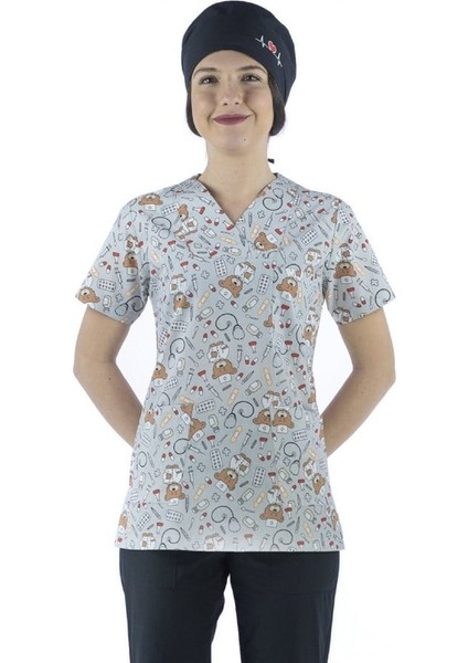 Zarf Yaka Desenli Üst - 3705 Doctor Ayıcık