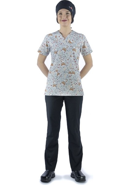 Zarf Yaka Desenli Üst - 3705 Doctor Ayıcık