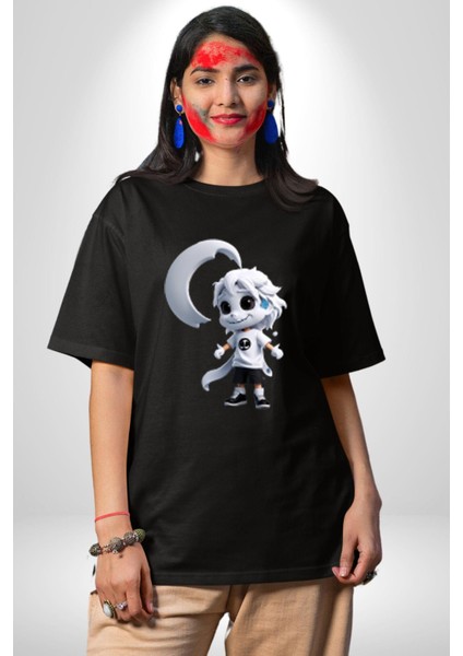 Japon Anime Baruto Momoshiki Pamuklu Bisiklet Yaka Kadın Erkek Oversize Boyfriend Dijital Baskılı Siyah T-Shirt fiyatları