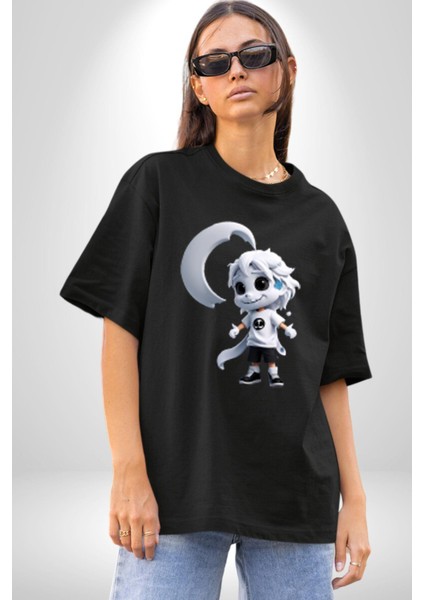 Japon Anime Baruto Momoshiki Pamuklu Bisiklet Yaka Kadın Erkek Oversize Boyfriend Dijital Baskılı Siyah T-Shirt fırsatları