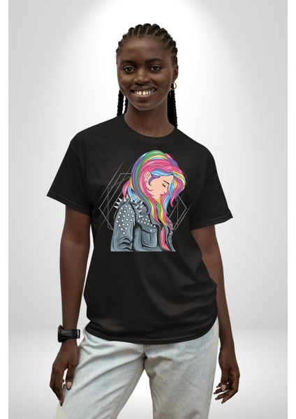 Metal Müzik Çeket Pamuklu Bisiklet Yaka Kadın Erkek Oversize Boyfriend Dijital Baskılı Siyah T-Shirt modelleri