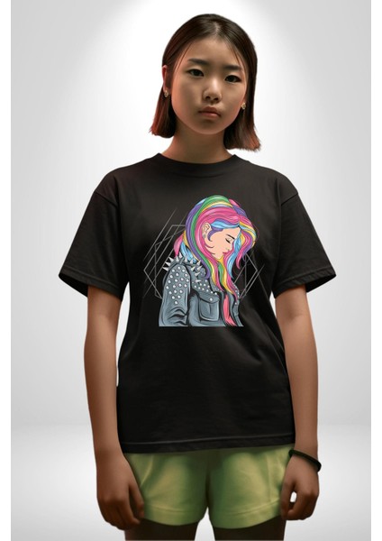 Metal Müzik Çeket Pamuklu Bisiklet Yaka Kadın Erkek Oversize Boyfriend Dijital Baskılı Siyah T-Shirt indirimleri