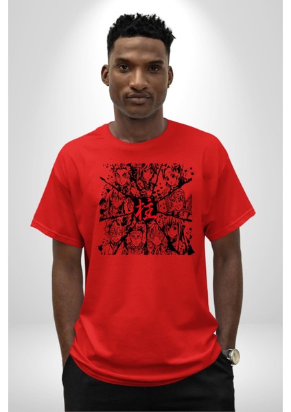 Anime Demon Slayer Hashira Pamuklu Bisiklet Yaka Kadın Erkek Oversize Boyfriend Dijital Baskılı Kırmızı T-Shirt fiyatları