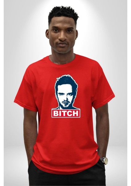 Breaking Bad Pamuklu Bisiklet Yaka Kadın Erkek Oversize Boyfriend Dijital Baskılı Kırmızı T-Shirt indirimleri