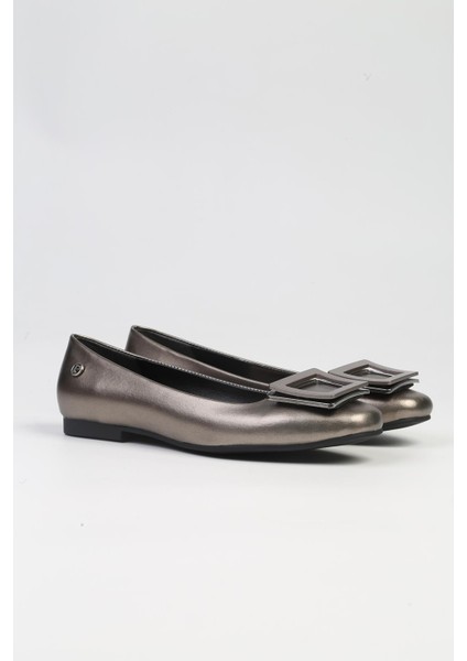 ® | PC-53104- 3592 Platin Cilt-Kadın Babet Günlük Ayakkabı