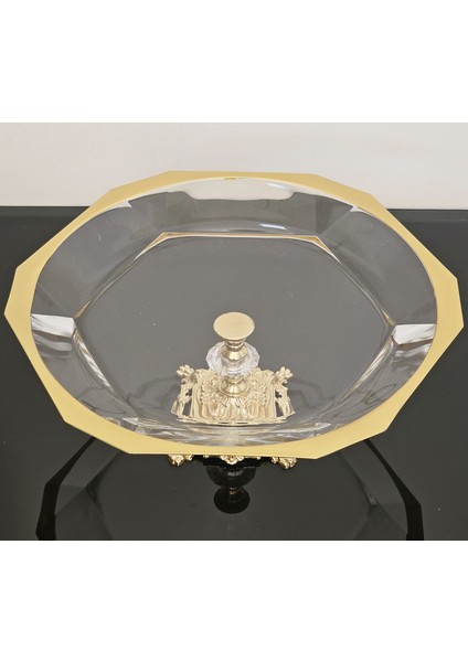Avangarde Gold Döküm Ayaklı Gold Yaldızlı Büyük Boy Sunumluk Servis Tabağı Paşabahçe Reflection