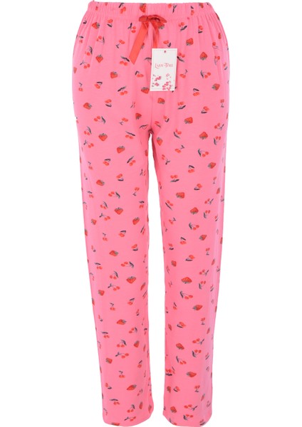 Çilek Motifli Pamuklu Cepsiz Pijama Altı Cilekpijama indirimleri