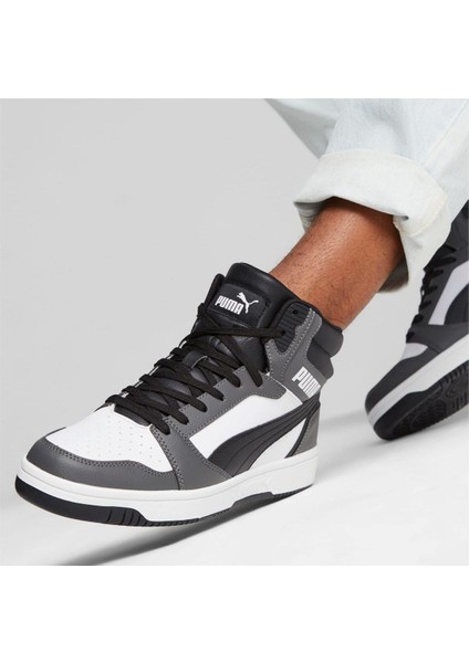 Rebound Hi V6 Beyaz Siyah Gri Unisex Bilekli Spor Ayakkabı 392326-03 V3