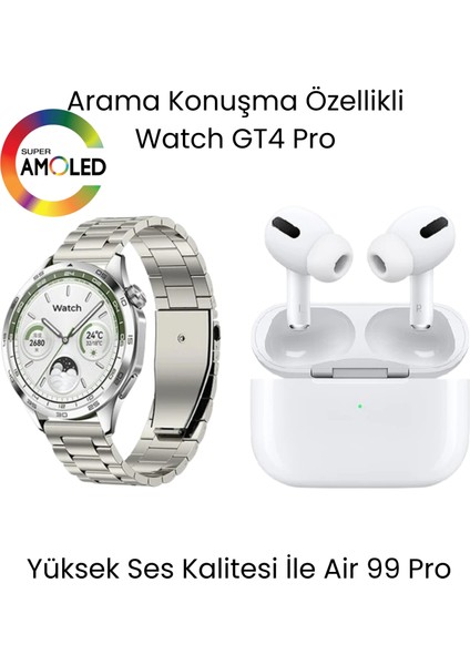 Sanal Ticaretiniz Gt 4 Pro Akıllı Saat ve Air 99 Pro Bluetooth Kulaklık