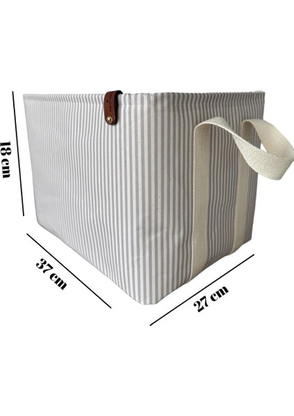 Gri Çizgili Çok Amaçlı Dolap Içi Oyuncak Saklama Kutusu Sepeti Organizer 2'li 18X22X30-37X27X25 indirimleri