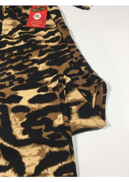 Leopar Desenli Cepli Süet Kışlık Pijama Altı 2021-S10