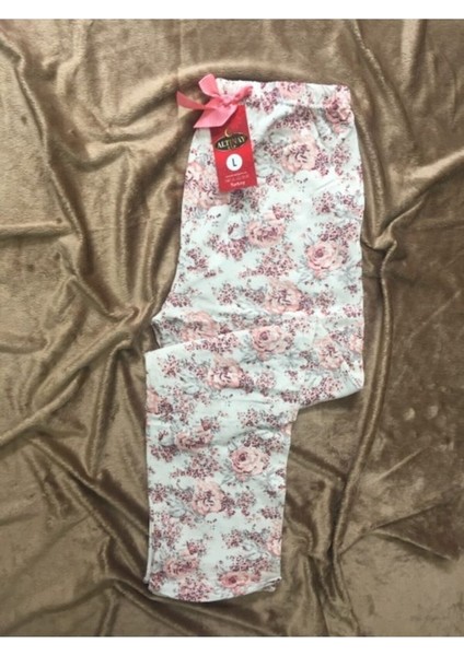 Pembe Kurdeleli Desenli Kışlık Pijama Altı