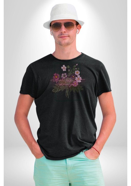 Güller ve Dikenler Şimdi Ne Yapmalıyız Kadın Erkek Unisex Siyah Organik Baskılı T-Shirt Penye Yüksek Kalite