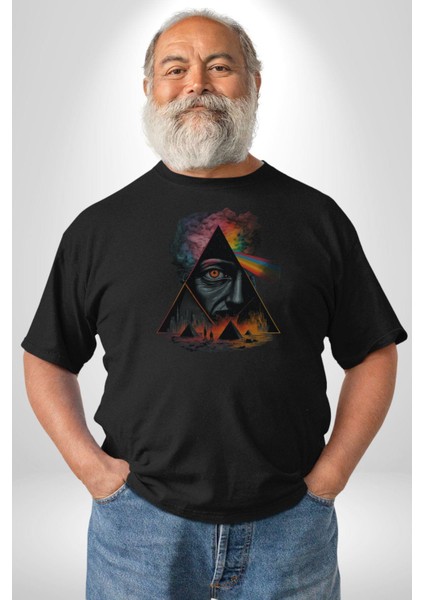 Pink Floyd Göz Piramit Kadın Erkek Unisex Siyah Organik Baskılı T-Shirt Penye Yüksek Kalite fiyatları