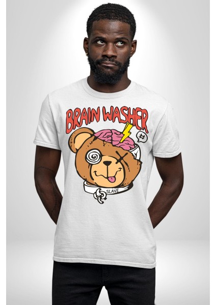 Beyin Yıkama Kadın Erkek Unisex Beyaz Organik Baskılı T-Shirt Penye Yüksek Kalite modelleri