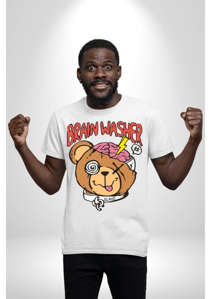 Beyin Yıkama Kadın Erkek Unisex Beyaz Organik Baskılı T-Shirt Penye Yüksek Kalite fırsatları