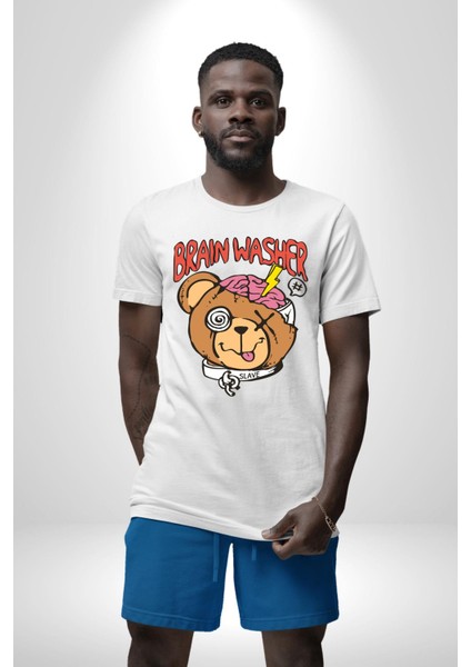 Beyin Yıkama Kadın Erkek Unisex Beyaz Organik Baskılı T-Shirt Penye Yüksek Kalite indirimleri