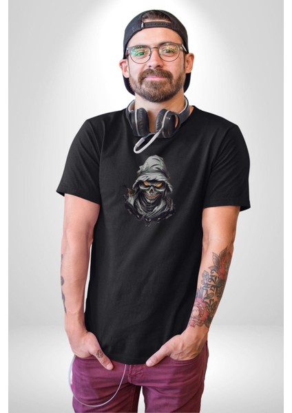 Kasaba Kurukafa Ninja Kadın Erkek Unisex Siyah Organik Baskılı T-Shirt Penye Yüksek Kalite indirimleri