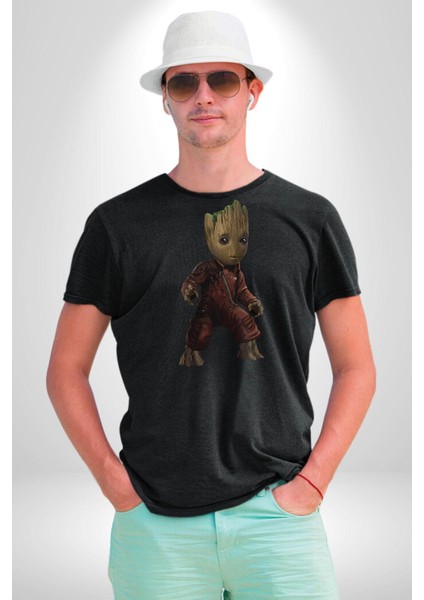 Bebek Groot Guardians Galaxy Kadın Erkek Unisex Siyah Organik Baskılı T-Shirt Penye Yüksek Kalite indirimleri