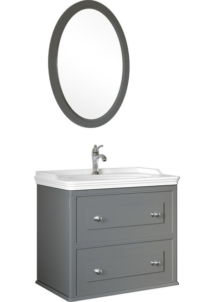 Miro 80 cm Mat Gri Banyo Dolabı Takımı