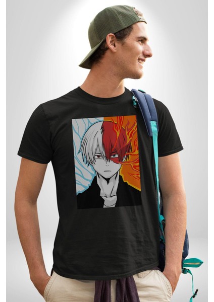 My Hero Academia Boku Anime Kadın Erkek Unisex Siyah Organik Baskılı T-Shirt Penye Yüksek Kalite