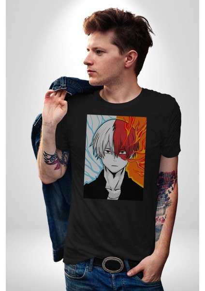 My Hero Academia Boku Anime Kadın Erkek Unisex Siyah Organik Baskılı T-Shirt Penye Yüksek Kalite fiyatları