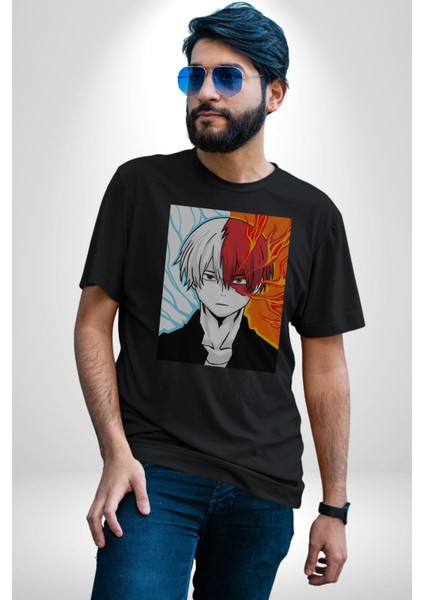 My Hero Academia Boku Anime Kadın Erkek Unisex Siyah Organik Baskılı T-Shirt Penye Yüksek Kalite modelleri