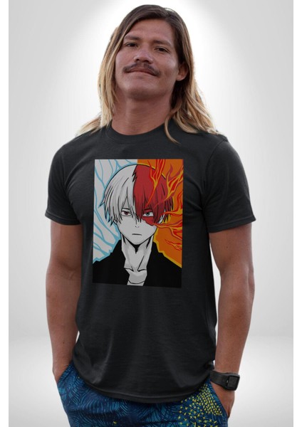 My Hero Academia Boku Anime Kadın Erkek Unisex Siyah Organik Baskılı T-Shirt Penye Yüksek Kalite fırsatları