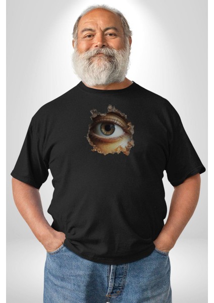 Duvardan Biri Bizi Gözetliyor Kadın Erkek Unisex Siyah Organik Baskılı T-Shirt Penye Yüksek Kalite indirimleri