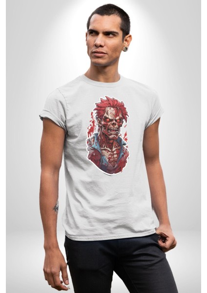 Zombi Kırmızı The Walking Dead Kadın Erkek Unisex Beyaz Organik Baskılı T-Shirt Penye Yüksek Kalite modelleri