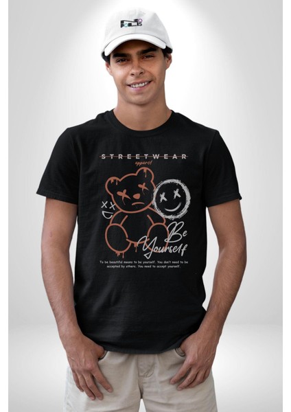 Yükseliş Için Kendin Ol Kadın Erkek Unisex Siyah Organik Baskılı T-Shirt Penye Yüksek Kalite fırsatları