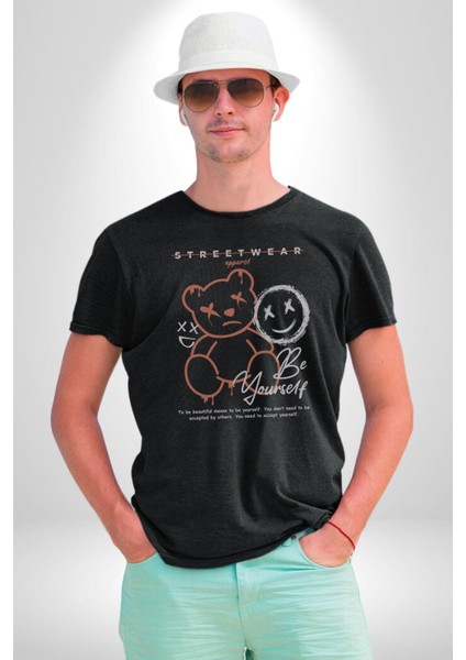 Yükseliş Için Kendin Ol Kadın Erkek Unisex Siyah Organik Baskılı T-Shirt Penye Yüksek Kalite indirimleri